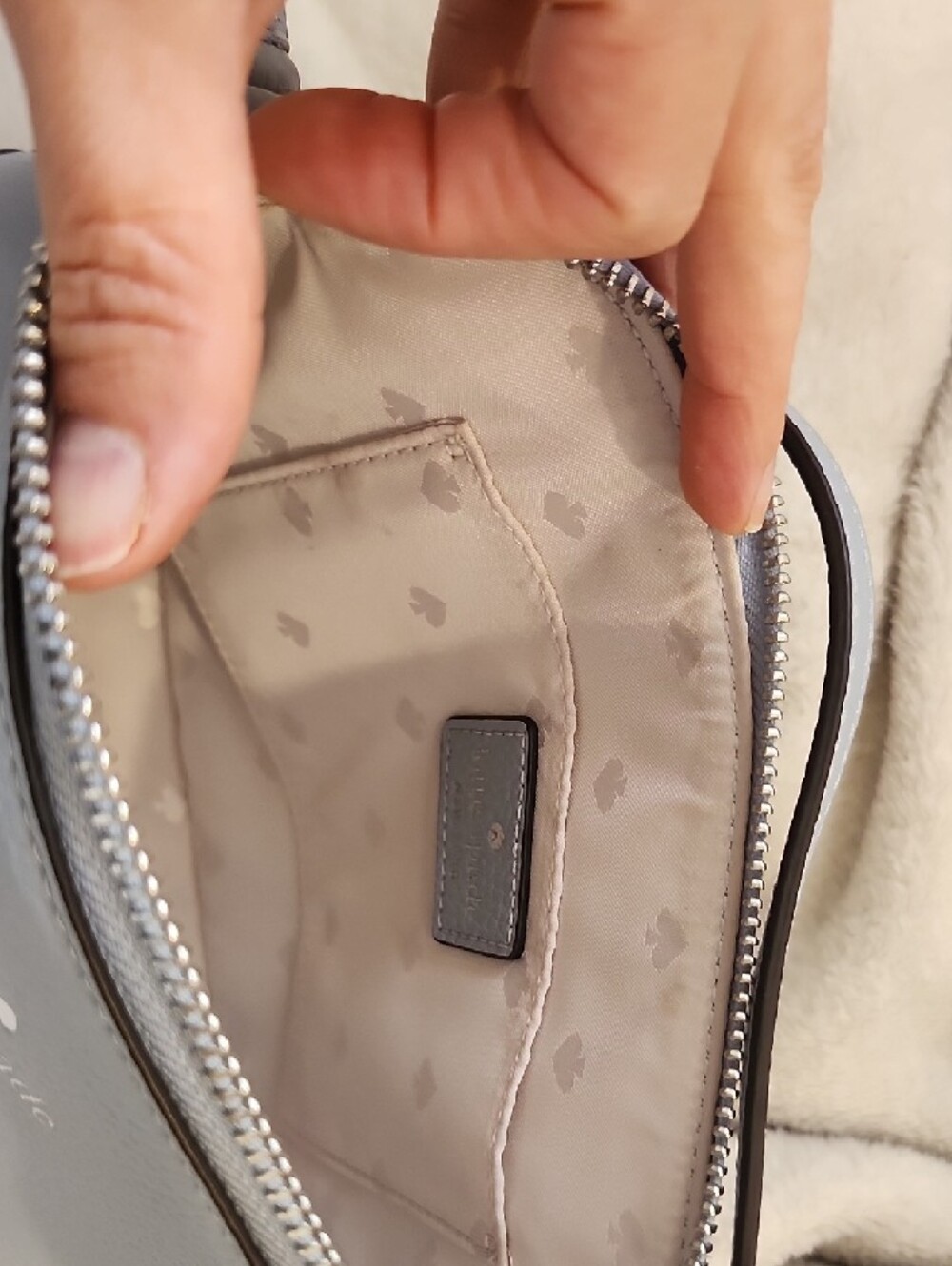 kate spade Light Gray Pebbled Leather Crossbody Belt Bag - Picture 5 of 5